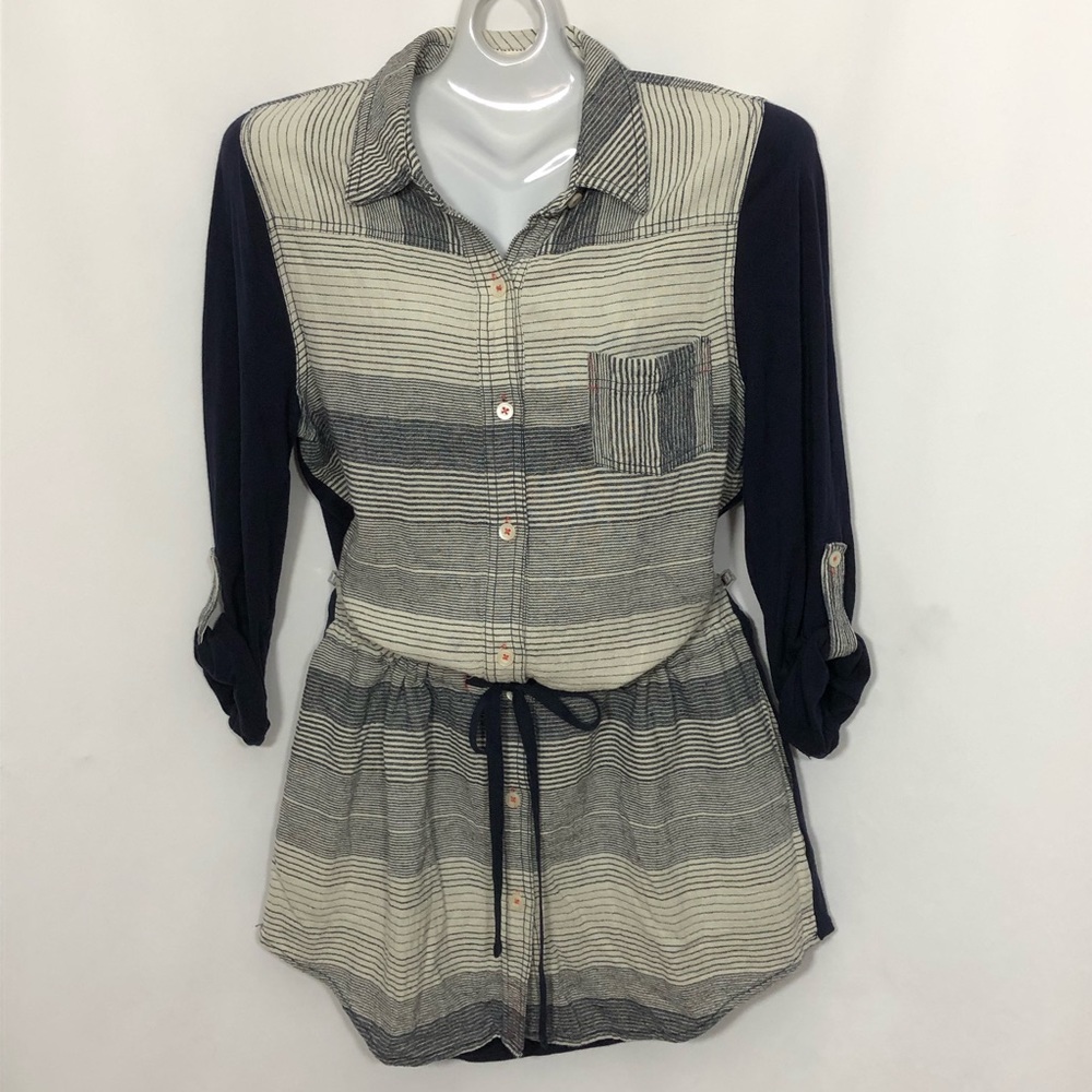 ANTHROPOLOGIE linen blend tunic cinch waist NWT